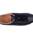 Santoni - Navy Double Buckle Tumbled Leather Sneaker SHOES Santoni