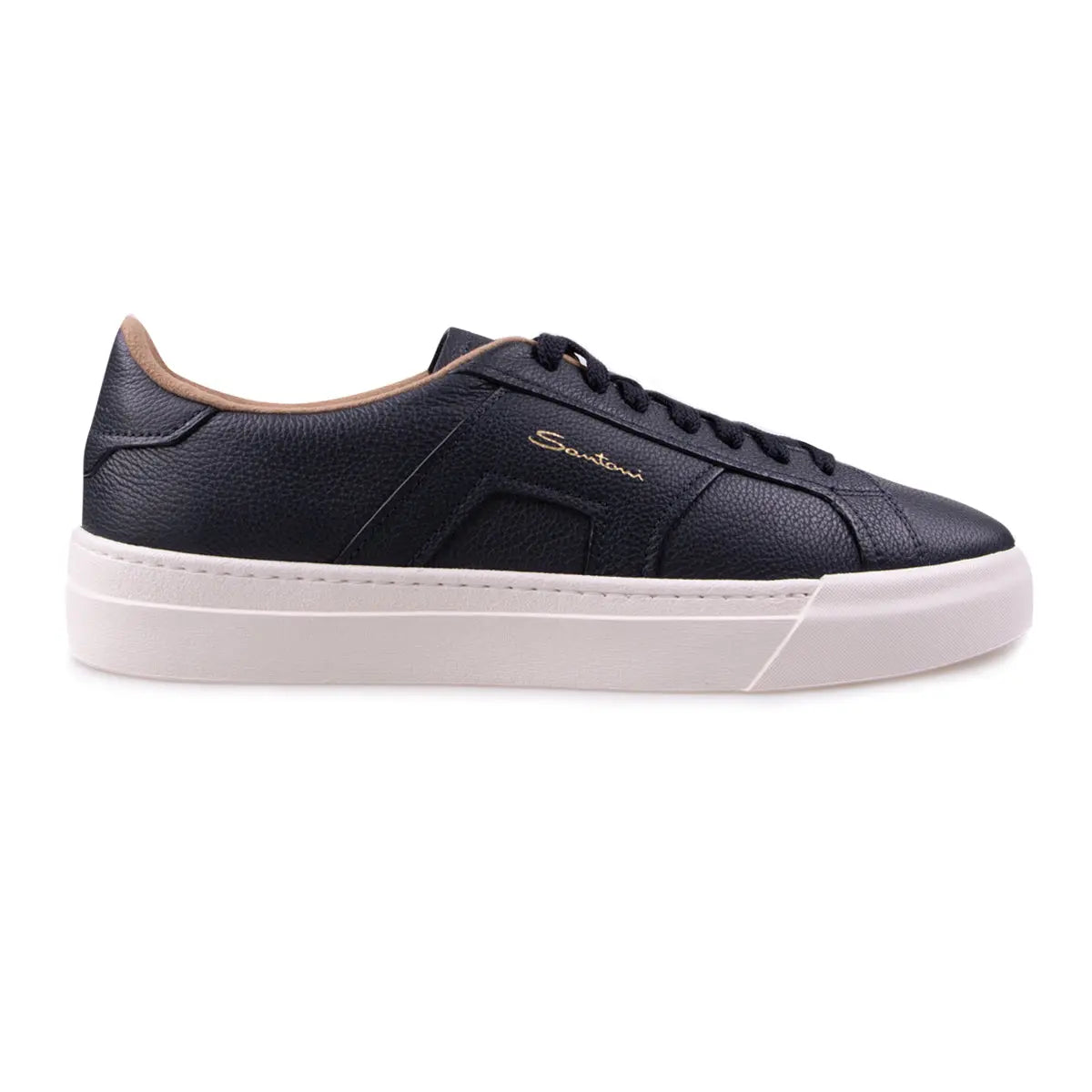 Navy Double Buckle Tumbled Leather Sneaker Robert Old Co