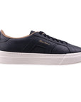 Santoni - Navy Double Buckle Tumbled Leather Sneaker SHOES Santoni