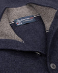 Robert Old - Navy Button Neck Wool & Cashmere Sweater KNITWEAR Robert Old