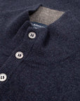 Robert Old - Navy Button Neck Wool & Cashmere Sweater KNITWEAR Robert Old