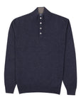 Robert Old - Navy Button Neck Wool & Cashmere Sweater KNITWEAR Robert Old