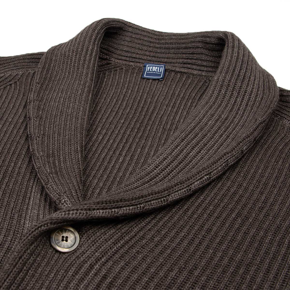 Fedeli Brown Shawl Neck Merino Wool Cardigan – Robert Old Co
