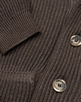 Fedeli - Brown Shawl Neck Merino Wool Cardigan KNITWEAR FEDELI