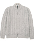 Fedeli - Grey Cable Knit Zip Wool and Cashmere Cardigan KNITWEAR FEDELI