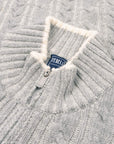 Fedeli - Grey Cable Knit Zip Wool and Cashmere Cardigan KNITWEAR FEDELI
