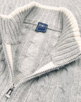 Fedeli - Grey Cable Knit Zip Wool and Cashmere Cardigan KNITWEAR FEDELI