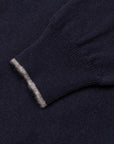 Fedeli - Navy Zip Neck Virgin Wool & Cashmere Sweater KNITWEAR FEDELI