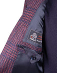 Robert Old - Navy & Red Check Wool, Silk & Cashmere Jacket JACKETS Robert Old