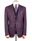 Robert Old - Navy & Red Check Wool, Silk & Cashmere Jacket JACKETS Robert Old