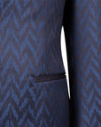 Robert Old - Black & Blue Chevron Wool Jacquard Tuxedo Jacket JACKETS Robert Old