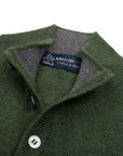 Robert Old - Moss Green Button Neck Wool & Cashmere Sweater KNITWEAR Robert Old