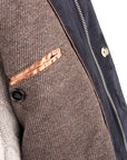 Navy Goat Suede Mid-length Field Jacket LEATHERS Robert Old