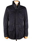 Navy Goat Suede Mid-length Field Jacket LEATHERS Robert Old