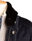 Navy Goat Suede Mid-length Field Jacket LEATHERS Robert Old