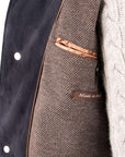 Navy Goat Suede Mid-length Field Jacket LEATHERS Robert Old