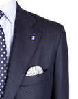 Belvest - Navy Blue Houndstooth Wool Jacket JACKETS Belvest