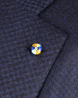 Belvest - Navy Blue Houndstooth Wool Jacket JACKETS Belvest