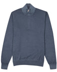 Robert Old - Petrol Blue 100% Virgin Wool Zip Neck Sweater KNITWEAR Robert Old