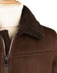 Robert Old - Brown Suede Shearling-lined Bomber Jacket LEATHERS Robert Old