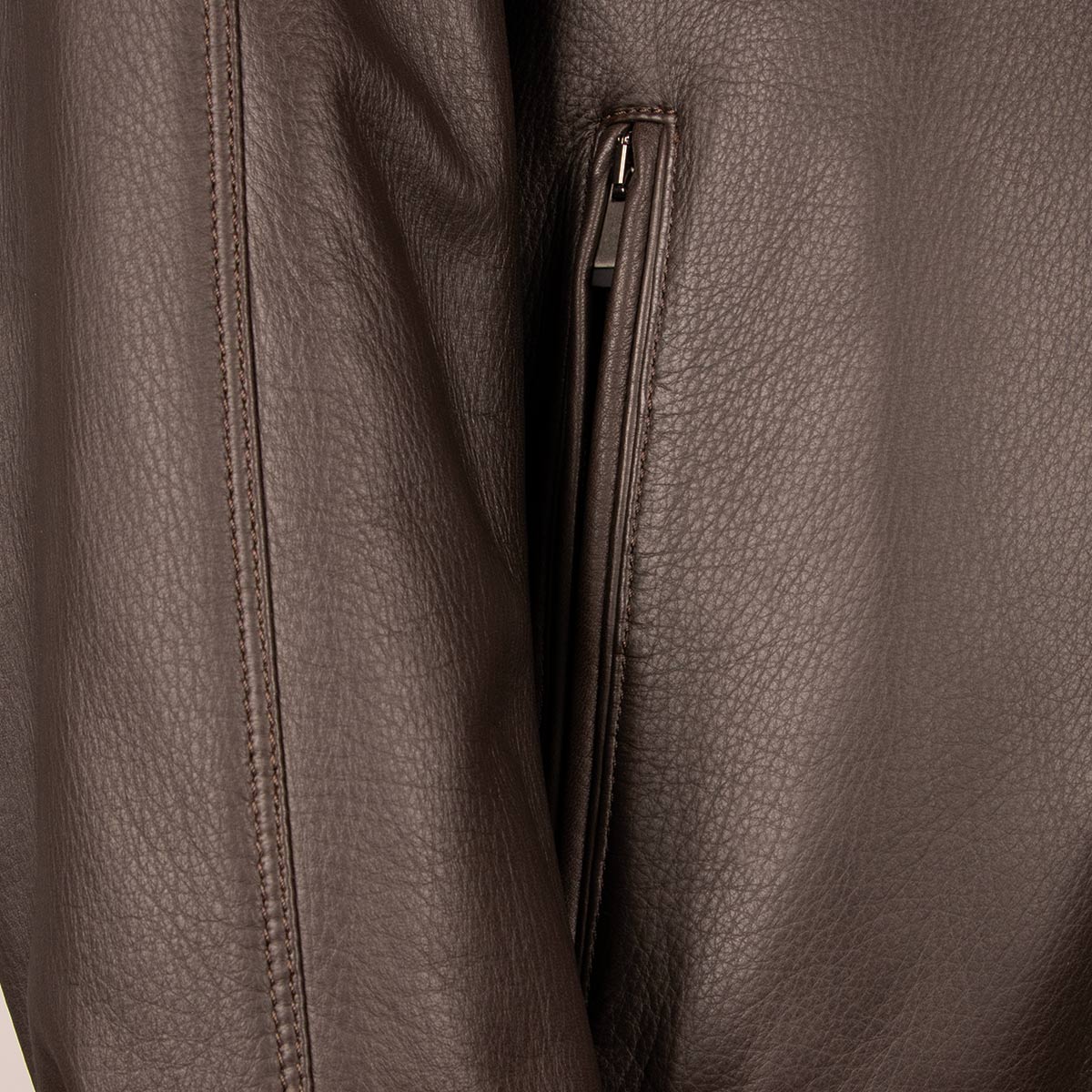 Robert Old - Dark Brown Bomber Style Deerskin Leather Jacket LEATHERS Robert Old