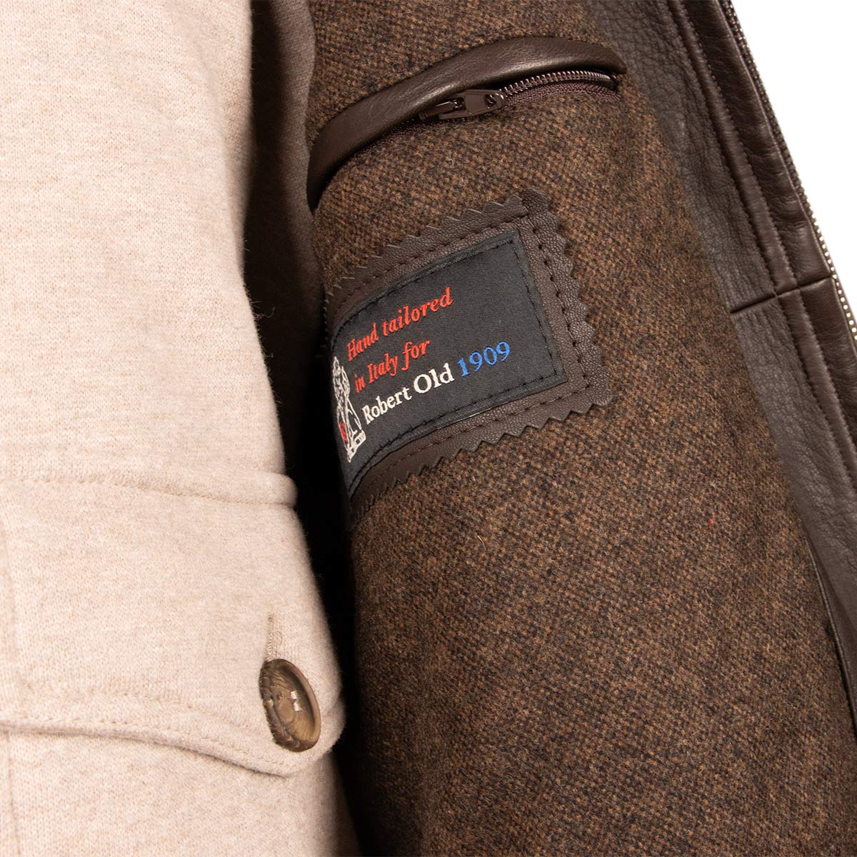 Robert Old - Dark Brown Bomber Style Deerskin Leather Jacket LEATHERS Robert Old