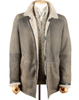 Robert Old - Khaki Green Shearling Mid Length Leather Jacket LEATHERS Robert Old