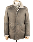Robert Old - Khaki Green Shearling Mid Length Leather Jacket LEATHERS Robert Old