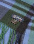 Robert Old - Green & Blue Check Cashmere Scarf SCARVES Robert Old