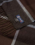 Robert Old - Brown and Blue Windowpane Check Cashmere Scarf SCARVES Robert Old