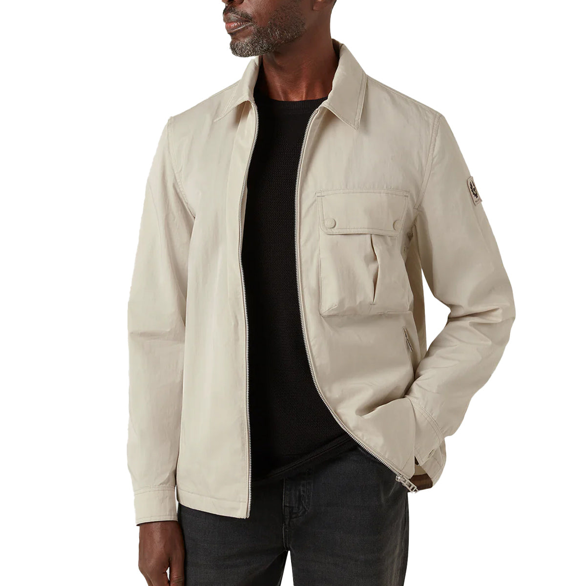 Belstaff - Stone Beige Drome Cotton Gabardine Overshirt BLOUSONS Belstaff