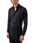 Eton - Navy Paisley Floral Contrast Signature Twill Slim Fit Shirt L/S SHIRTS Eton
