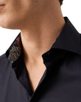 Eton - Navy Paisley Floral Contrast Signature Twill Slim Fit Shirt L/S SHIRTS Eton