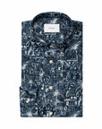 Eton - Dark Blue Palm Print Slim Fit Linen Shirt L/S SHIRTS Eton