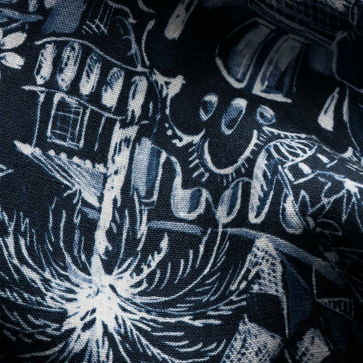 Eton - Dark Blue Palm Print Slim Fit Linen Shirt L/S SHIRTS Eton