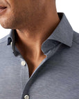 Eton - Dark Blue Filo di Scozia King Knit Slim Fit Shirt L/S SHIRTS Eton