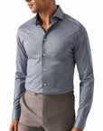 Eton - Dark Blue Filo di Scozia King Knit Slim Fit Shirt L/S SHIRTS Eton