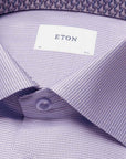 Eton - Purple Semi Dobby Slim Fit Long Sleeve Cotton Shirt L/S SHIRTS Eton