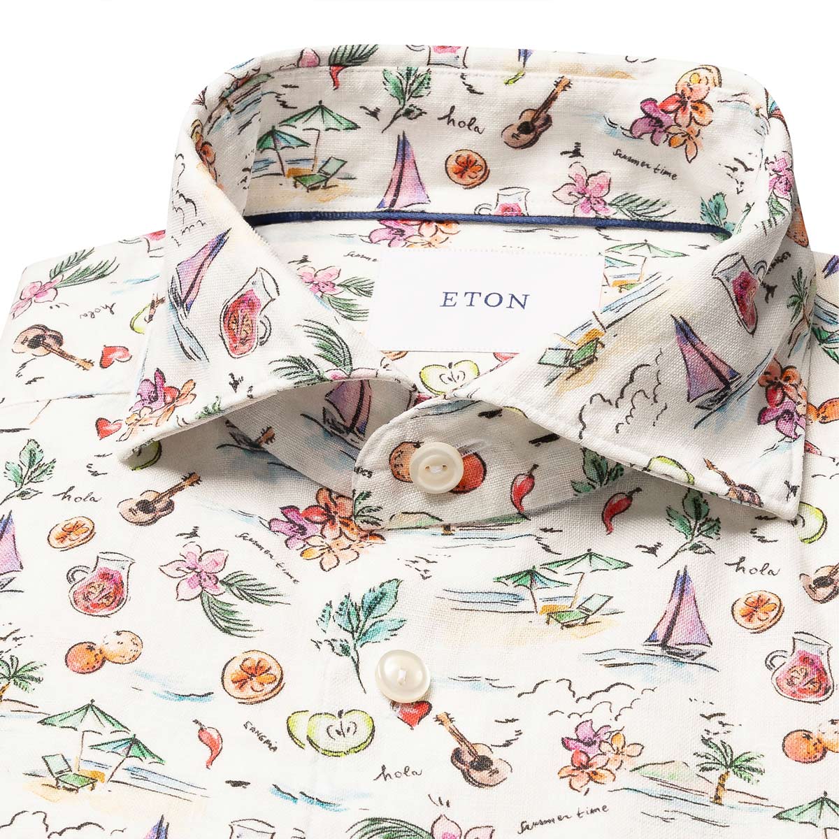 Eton - Sangria Print Soft Slim Fit Linen Shirt L/S SHIRTS Eton