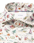 Eton - Sangria Print Soft Slim Fit Linen Shirt L/S SHIRTS Eton