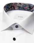 Eton - White Paisley Floral Contrast Signature Twill Slim Fit Shirt L/S SHIRTS Eton