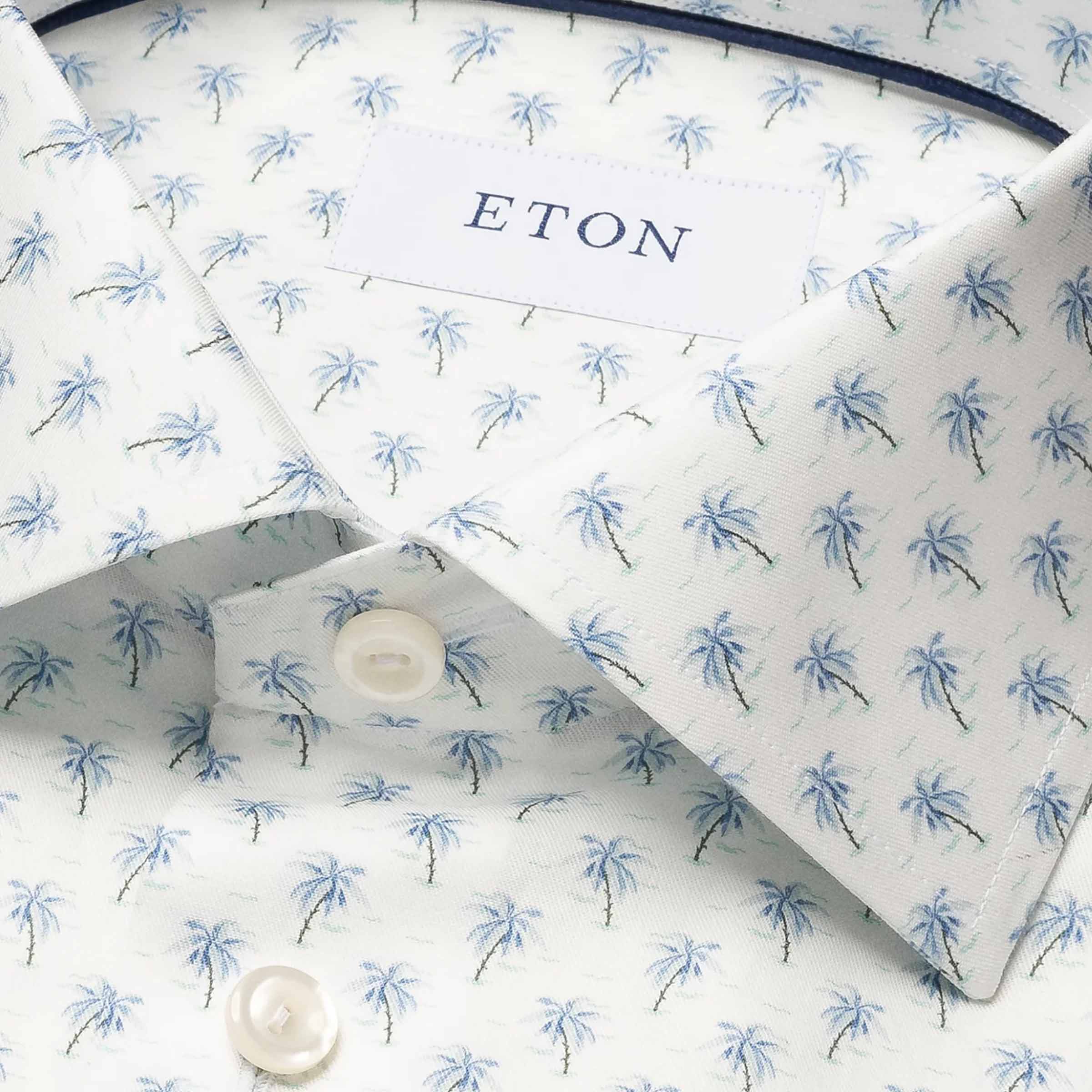 Eton - Blue Palm Motif Signature Twill Contemporary Fit Shirt L/S SHIRTS Eton