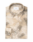Eton - Beige Leaf Motif Contemporary Fit Linen Shirt L/S SHIRTS Eton
