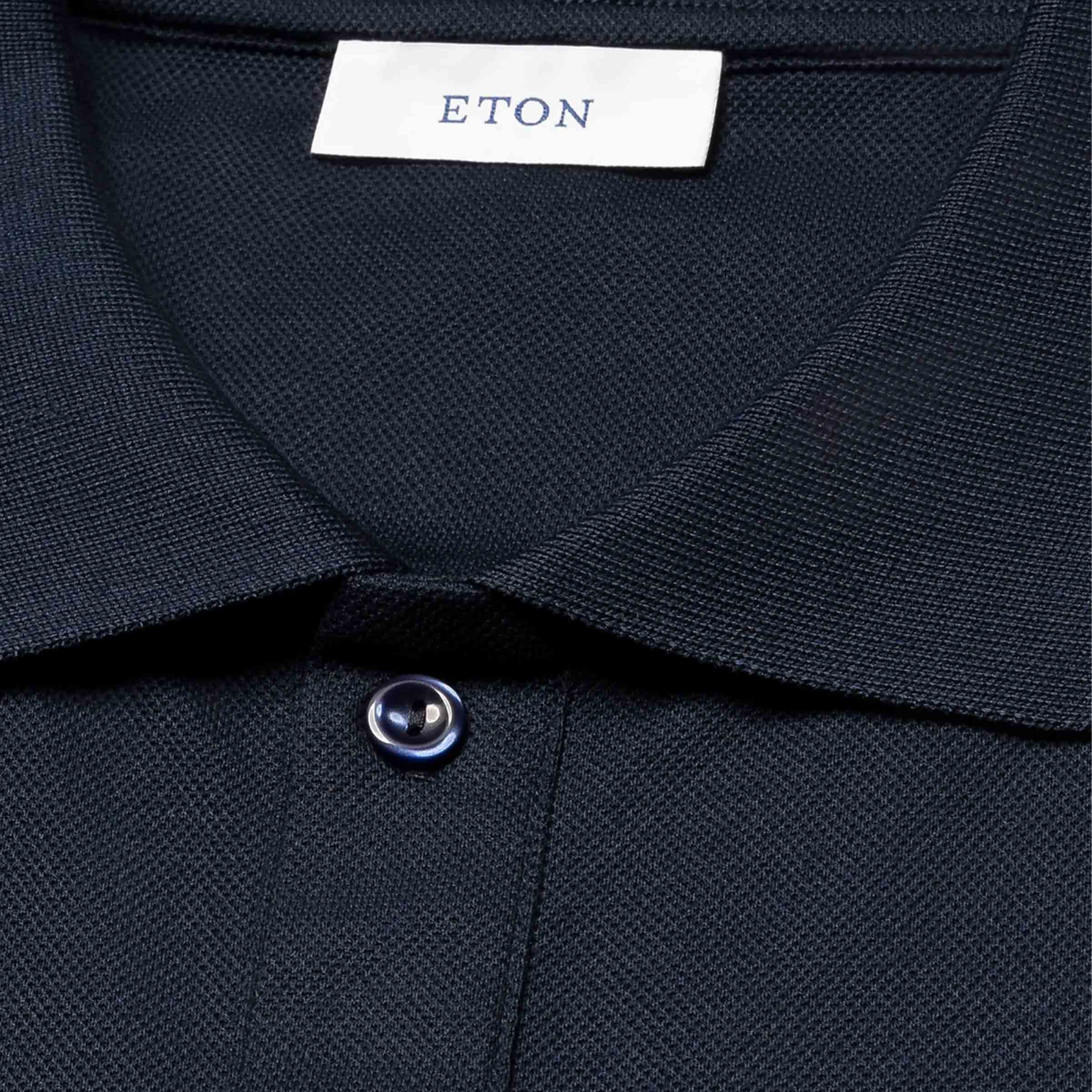 Eton - Navy Blue Filo di Scozia Piqué Polo Shirt S/S POLOS Eton