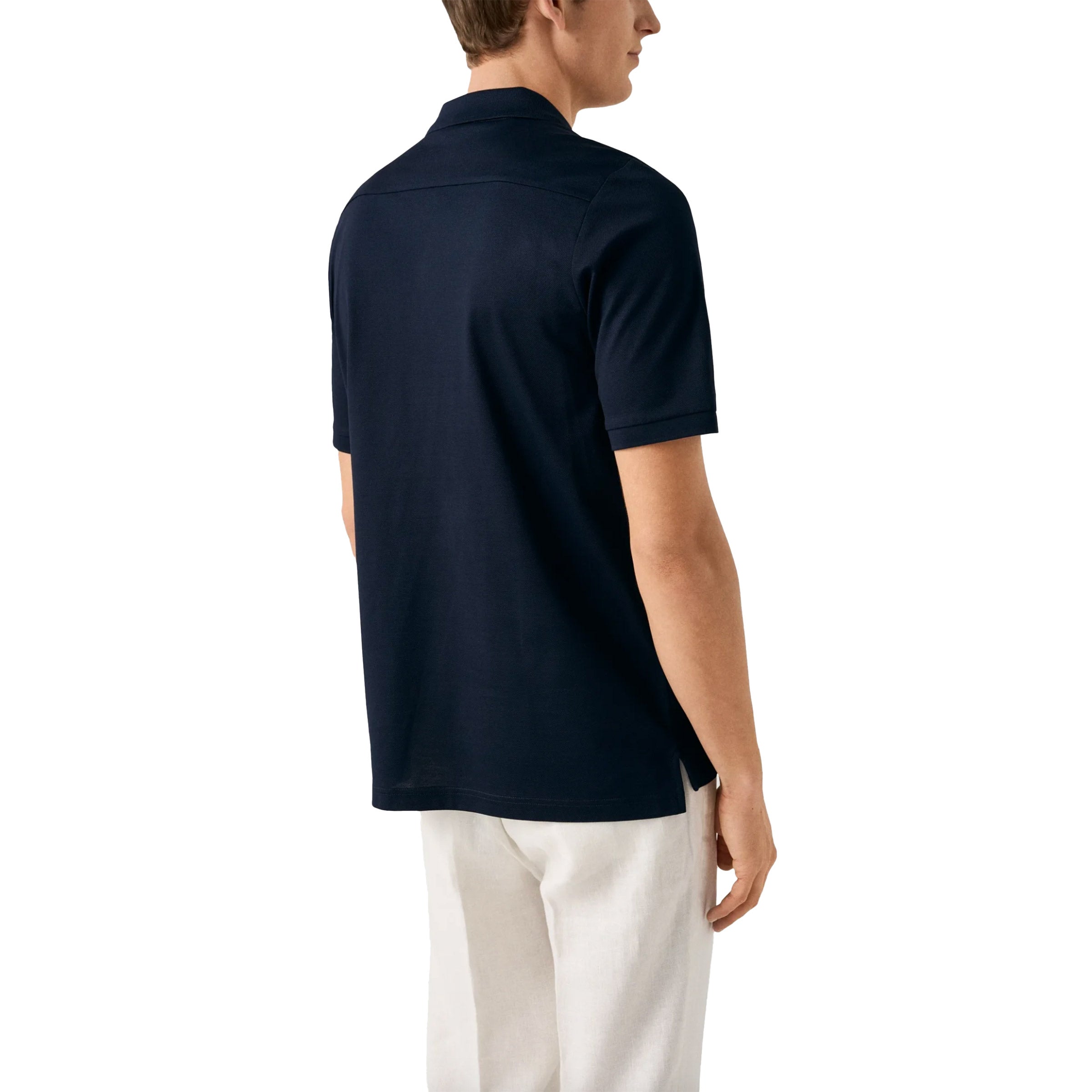 Eton - Navy Blue Filo di Scozia Piqué Polo Shirt S/S POLOS Eton