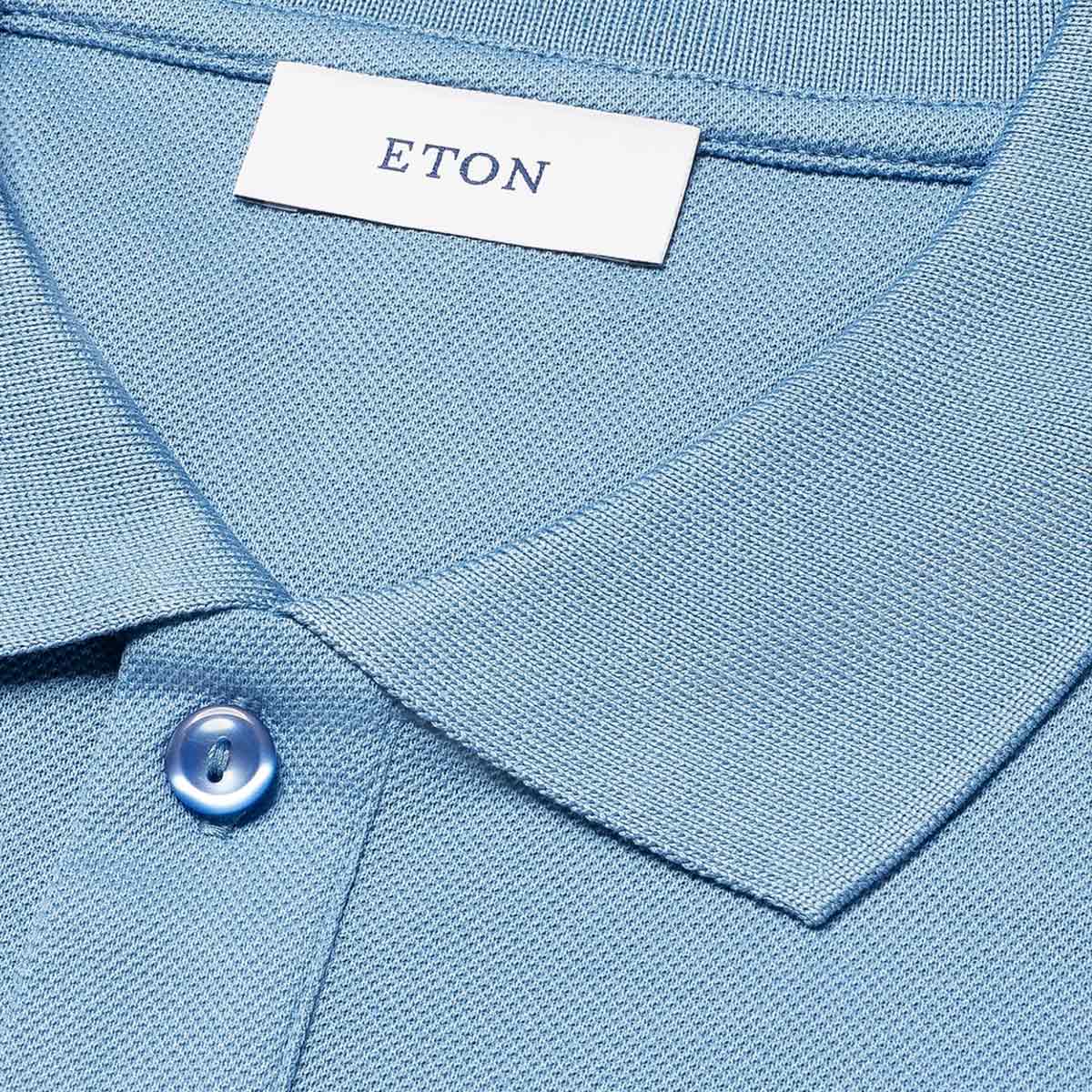 Eton - Light Blue Filo di Scozia Piqué Polo Shirt S/S POLOS Eton