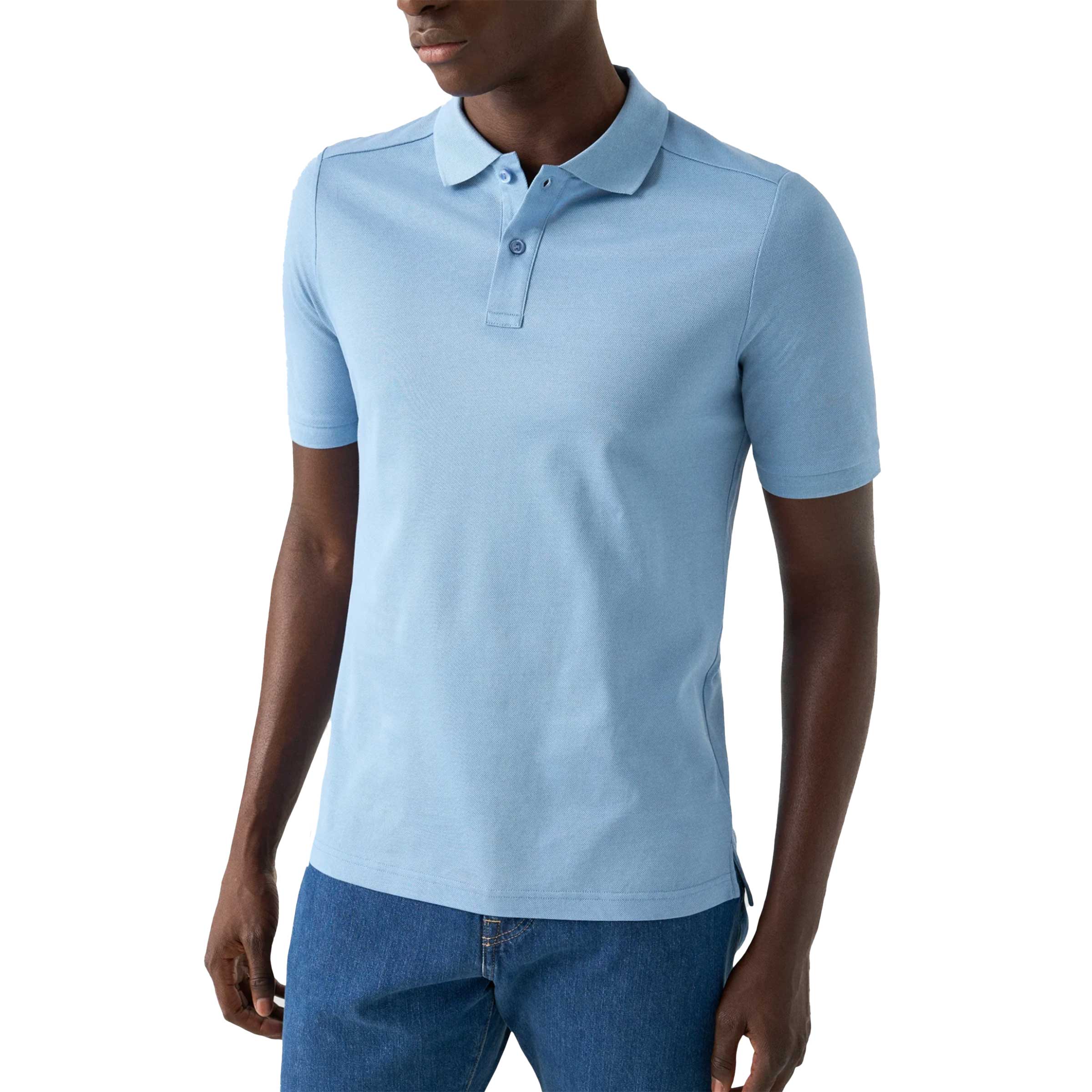Eton - Light Blue Filo di Scozia Piqué Polo Shirt S/S POLOS Eton