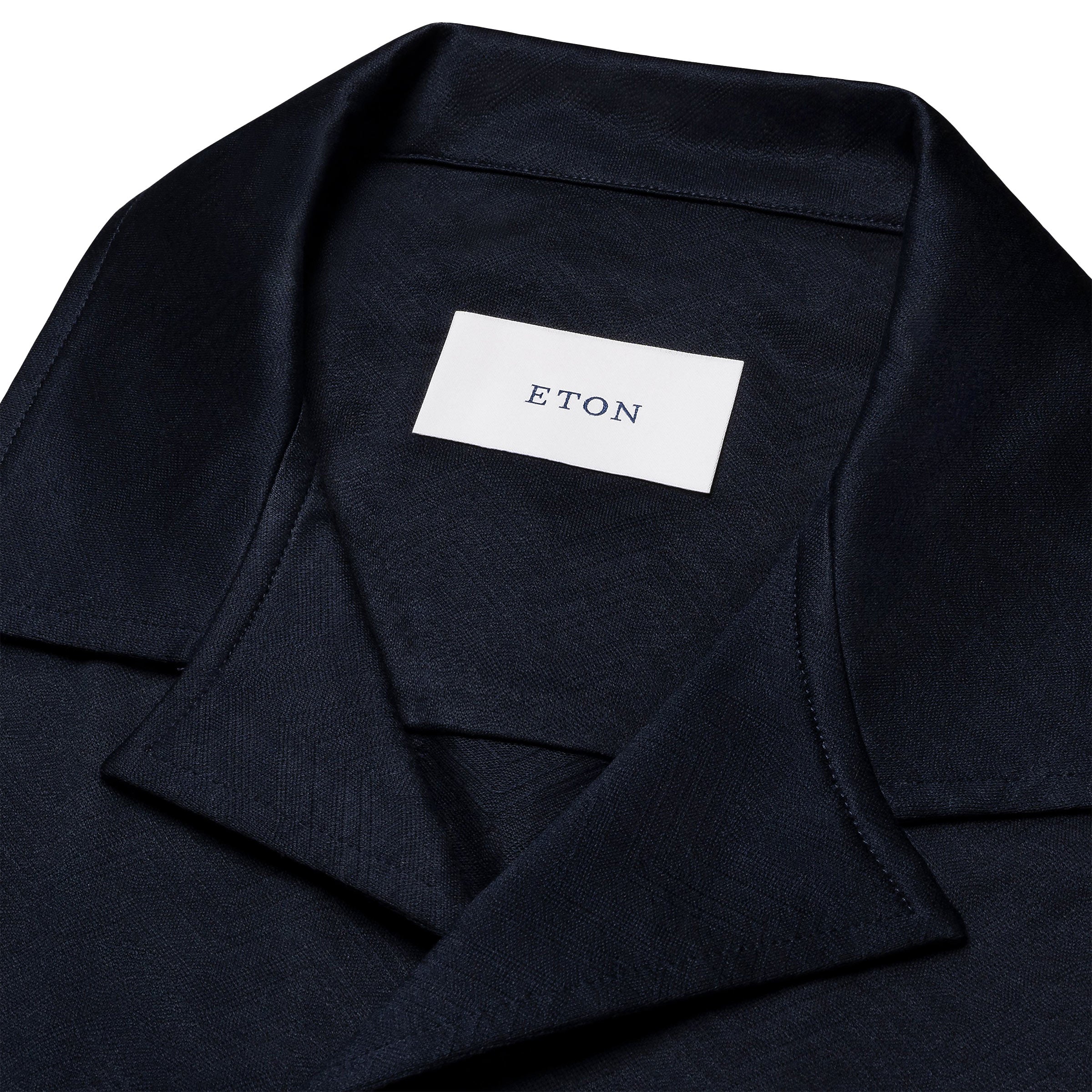 Eton - Navy Filo di Scozia Jacquard Resort Shirt S/S SHIRTS Eton