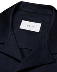 Eton - Navy Filo di Scozia Jacquard Resort Shirt S/S SHIRTS Eton