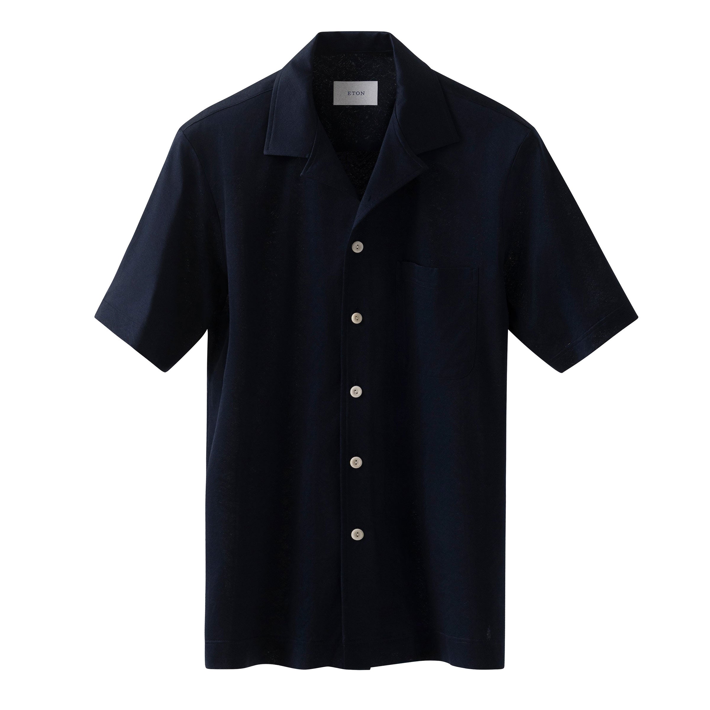 Eton - Navy Filo di Scozia Jacquard Resort Shirt S/S SHIRTS Eton